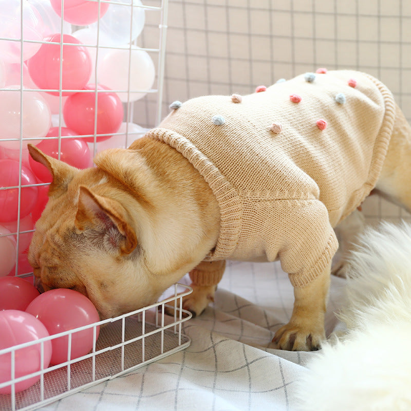 KFX-9058493 Cozy Acrylic Two-Legged Pet Sweater for Autumn and Winter in Pearl Milk Tea Color
