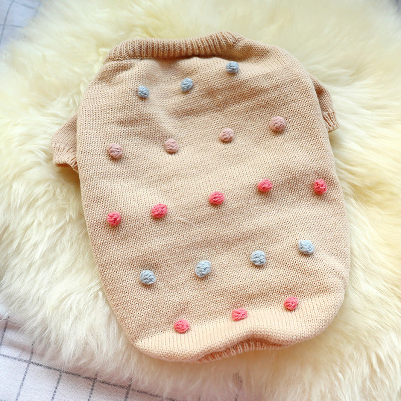 KFX-9058493 Cozy Acrylic Two-Legged Pet Sweater for Autumn and Winter in Pearl Milk Tea Color