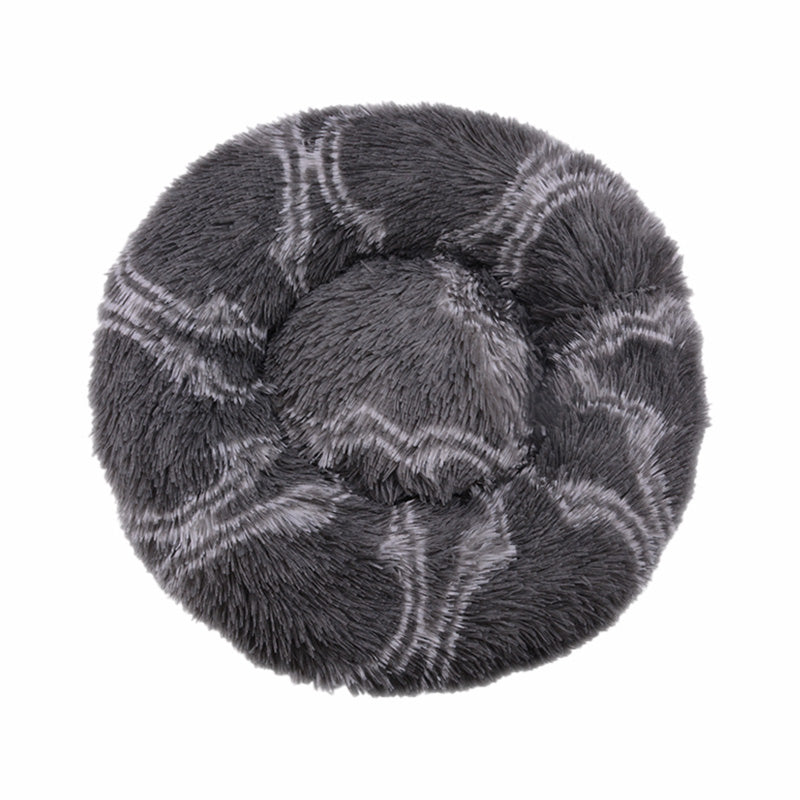 KFX-9060541 Plush Round Cat Litter Kennel - Soft Cloth Pet Nest in 40cm and 50cm Sizes