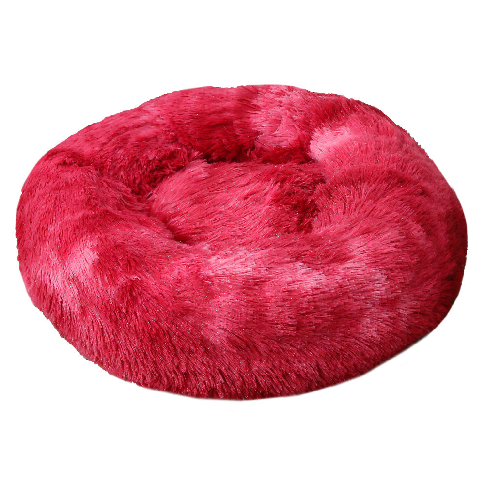 KFX-9060541 Plush Round Cat Litter Kennel - Soft Cloth Pet Nest in 40cm and 50cm Sizes