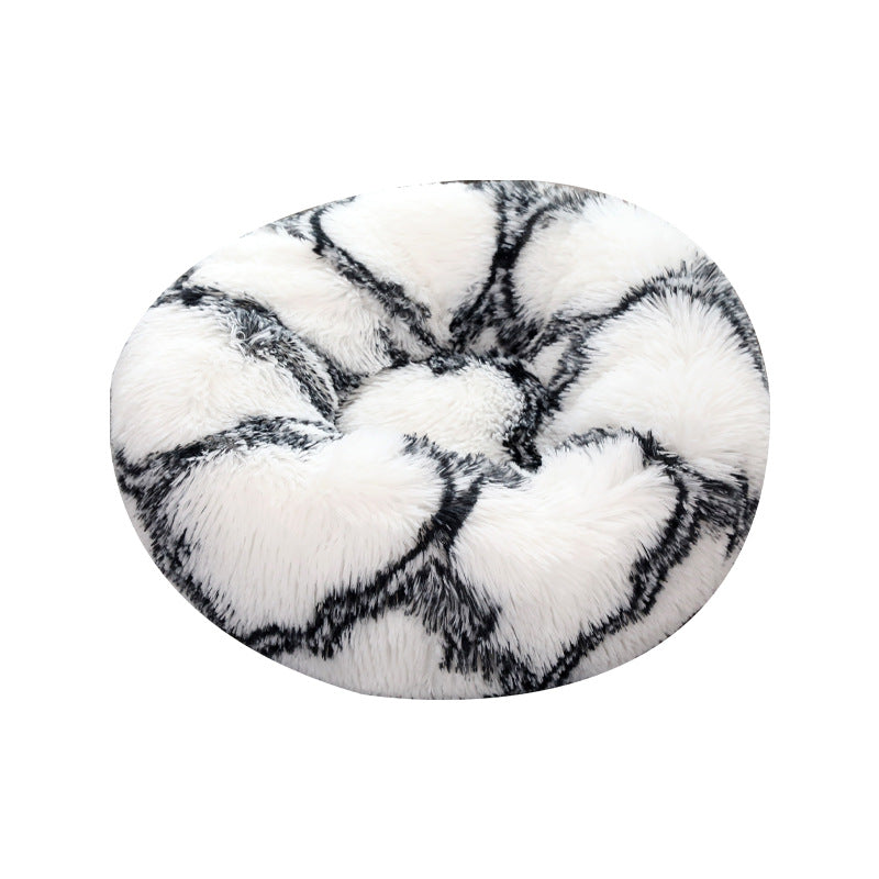 KFX-9060541 Plush Round Cat Litter Kennel - Soft Cloth Pet Nest in 40cm and 50cm Sizes