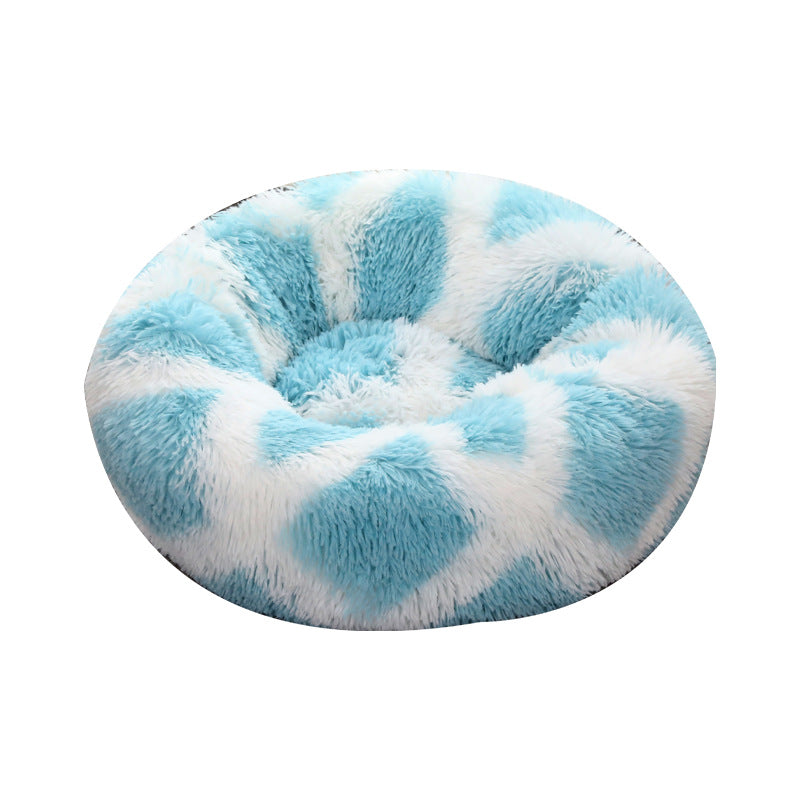 KFX-9060541 Plush Round Cat Litter Kennel - Soft Cloth Pet Nest in 40cm and 50cm Sizes