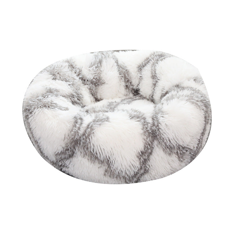 KFX-9060541 Plush Round Cat Litter Kennel - Soft Cloth Pet Nest in 40cm and 50cm Sizes