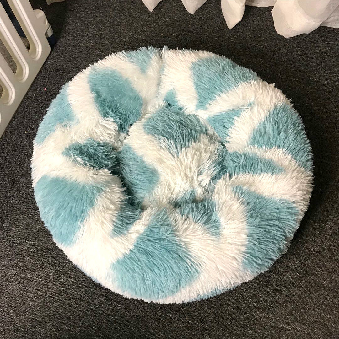 KFX-9060541 Plush Round Cat Litter Kennel - Soft Cloth Pet Nest in 40cm and 50cm Sizes
