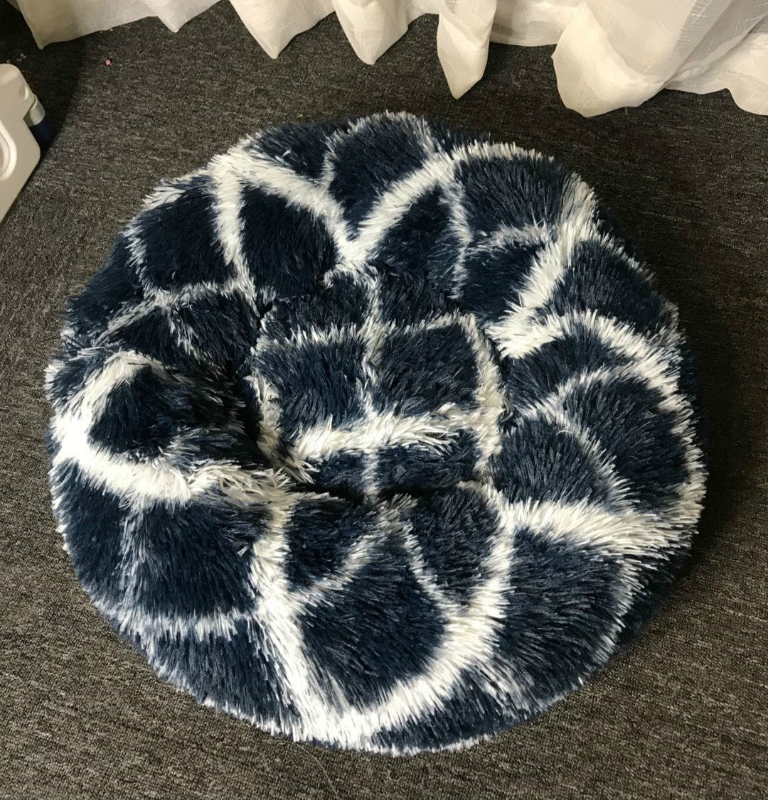 KFX-9060541 Plush Round Cat Litter Kennel - Soft Cloth Pet Nest in 40cm and 50cm Sizes