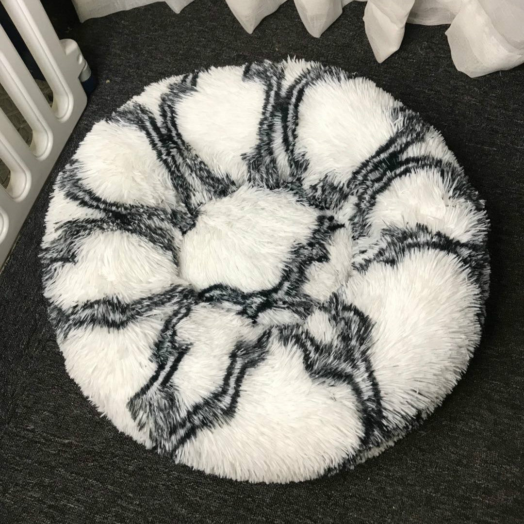 KFX-9060541 Plush Round Cat Litter Kennel - Soft Cloth Pet Nest in 40cm and 50cm Sizes