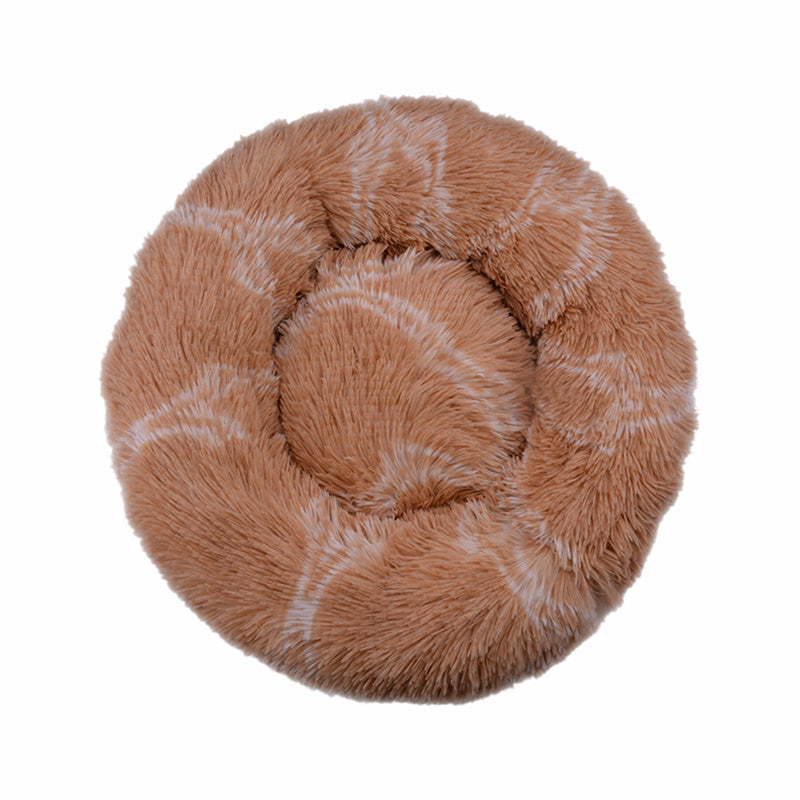 KFX-9060541 Plush Round Cat Litter Kennel - Soft Cloth Pet Nest in 40cm and 50cm Sizes