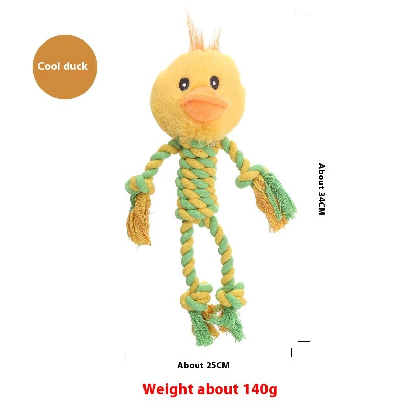 KFX-9061309 Animal-Shaped Plush Dog Toy for Molar Chewing - Bite-Resistant Hippo, Giraffe, Elephant, and Duck