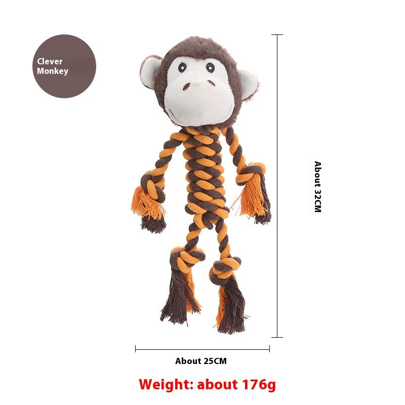 KFX-9061309 Animal-Shaped Plush Dog Toy for Molar Chewing - Bite-Resistant Hippo, Giraffe, Elephant, and Duck