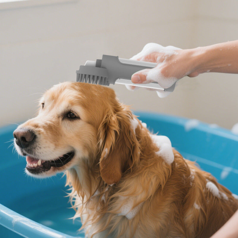 KFX-9062077 Silicone 2-in-1 Multi-Functional Pet Bath Brush for Gentle Grooming and Bathing