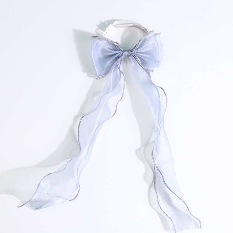 KFX-9062461 Polka Dot Bowknot Adjustable Cat Collar with Organza Detail in Princess Style