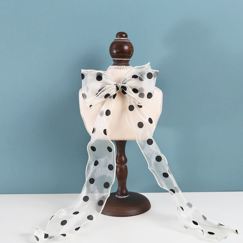 KFX-9062461 Polka Dot Bowknot Adjustable Cat Collar with Organza Detail in Princess Style