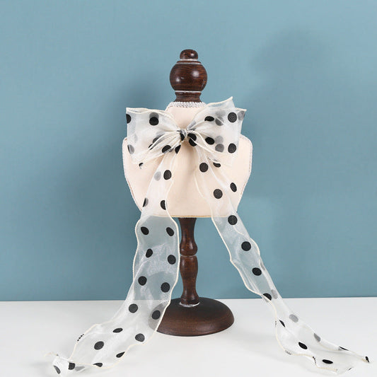 KFX-9062461 Polka Dot Bowknot Adjustable Cat Collar with Organza Detail in Princess Style