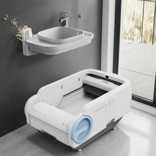 KFX-906387 Self-Cleaning Cat Litter Box with Infrared Sensors and Odor-Proof Seal