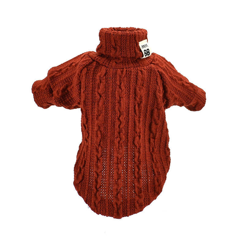 KFX-9064253 Warm Knit Coat for Small to Medium Dogs and Cats in Orange, Black, and Grey