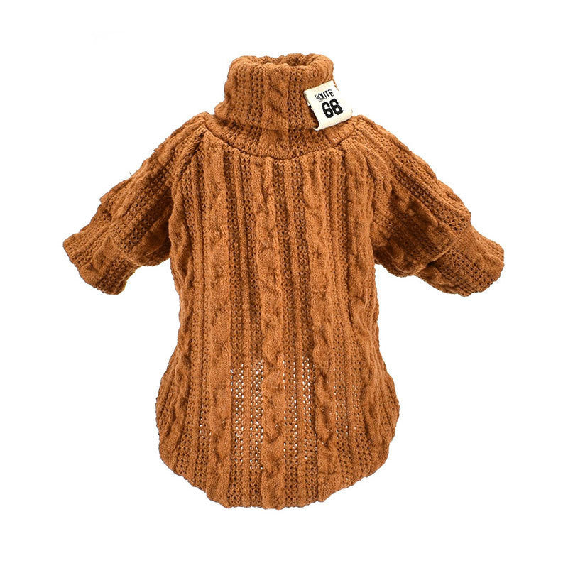 KFX-9064253 Warm Knit Coat for Small to Medium Dogs and Cats in Orange, Black, and Grey