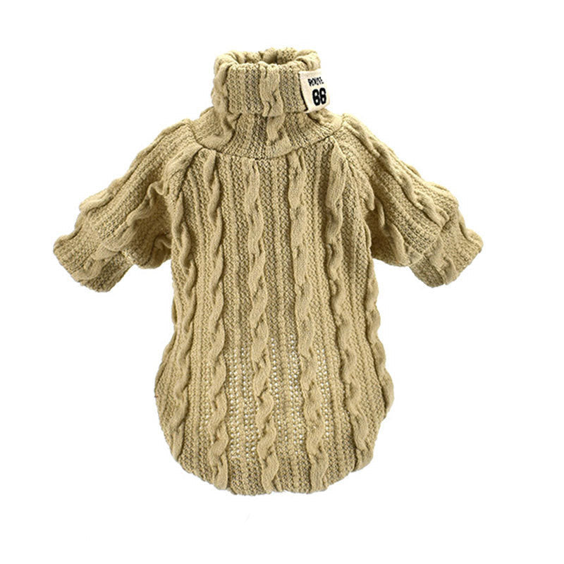 KFX-9064253 Warm Knit Coat for Small to Medium Dogs and Cats in Orange, Black, and Grey