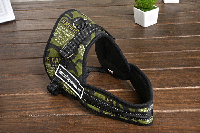 KFX-9065533 Adjustable Pet Chest Strap for Medium and Large Dogs - Red, Black, Camouflage, Golden Leopard, Rice - Sizes XS to XXL