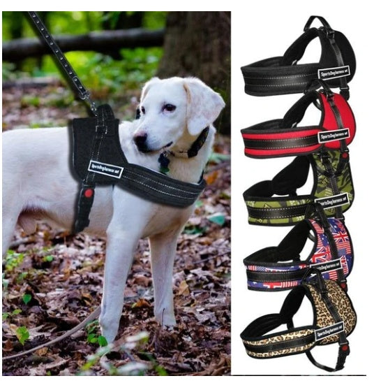KFX-9065533 Adjustable Pet Chest Strap for Medium and Large Dogs - Red, Black, Camouflage, Golden Leopard, Rice - Sizes XS to XXL