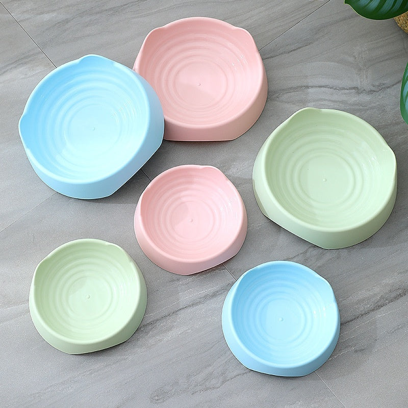 KFX-9066429 Plastic Ear Thread Pet Bowl - Available in Small (15x4.5cm) and Large (19.5x5.8cm) Sizes, Ideal for Pets in Green, Pink, and Blue