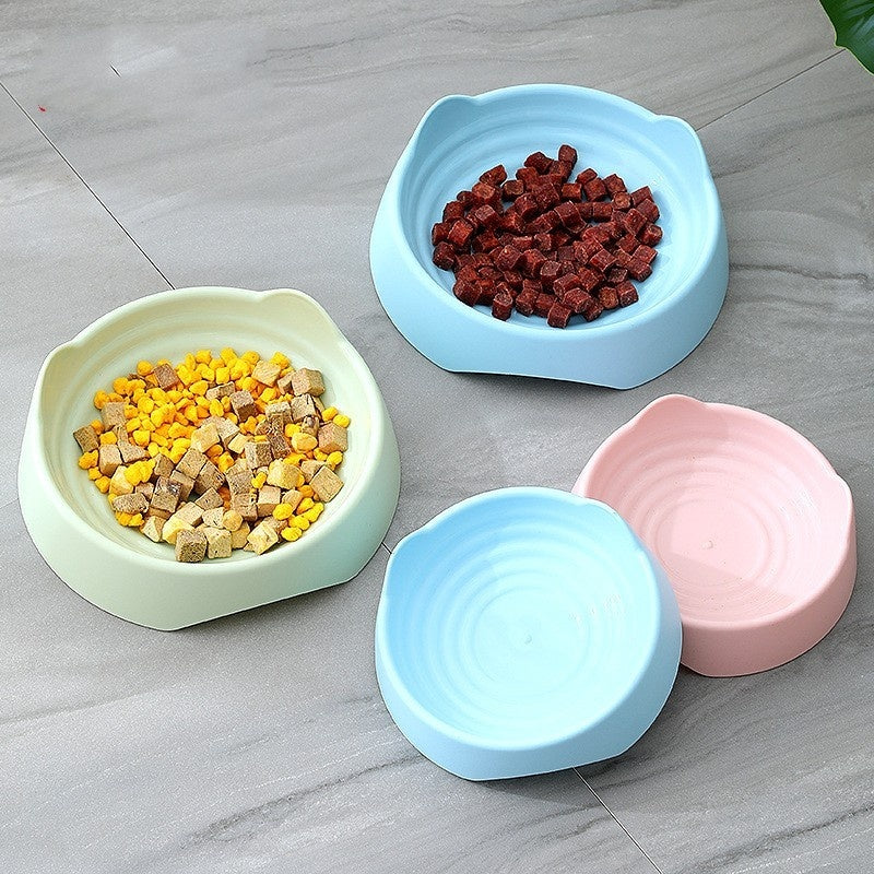 KFX-9066429 Plastic Ear Thread Pet Bowl - Available in Small (15x4.5cm) and Large (19.5x5.8cm) Sizes, Ideal for Pets in Green, Pink, and Blue