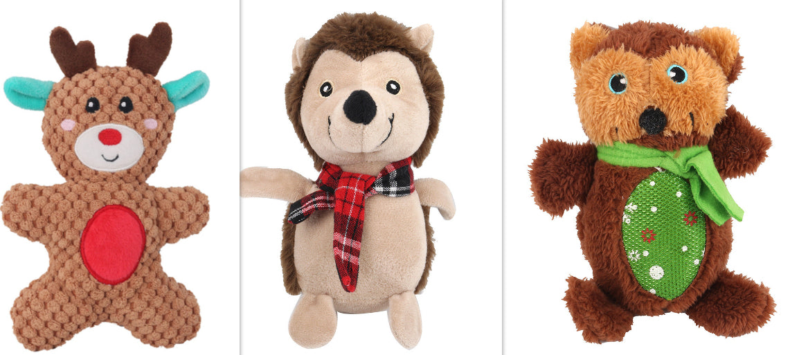 KFX-9067069 Plush Dog Toy with Sound Generator for Dental Health and Interactive Play