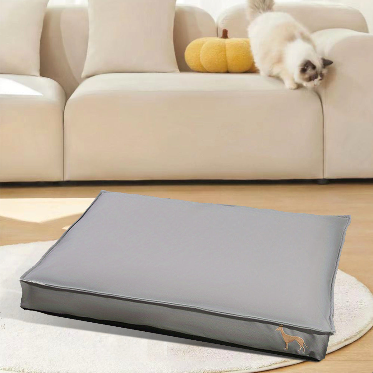 KFX-9068093 Waterproof Removable Washable Scratch-Resistant Cat Litter Mat - Silver Gray, Matcha, Amber Options, Sizes S, M, L