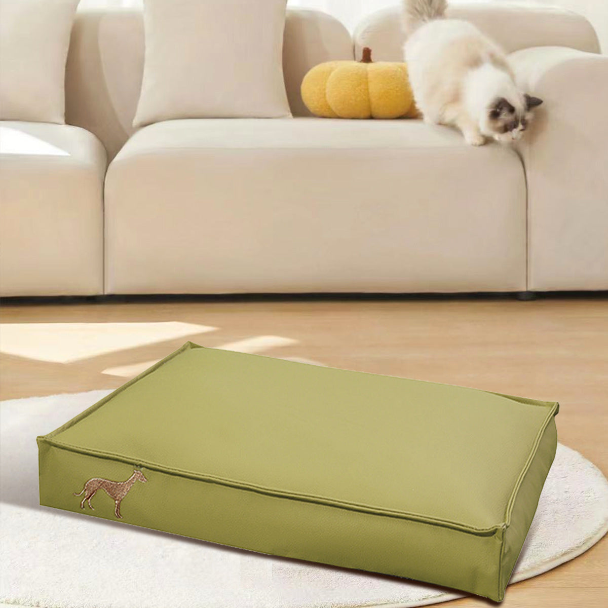KFX-9068093 Waterproof Removable Washable Scratch-Resistant Cat Litter Mat - Silver Gray, Matcha, Amber Options, Sizes S, M, L