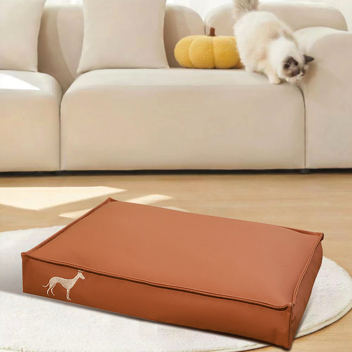 KFX-9068093 Waterproof Removable Washable Scratch-Resistant Cat Litter Mat - Silver Gray, Matcha, Amber Options, Sizes S, M, L