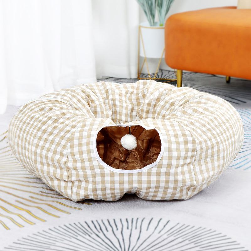 KFX-9071293 Universal Donut Cat Nest Tunnel for All Seasons - Various Colors and Styles Available
