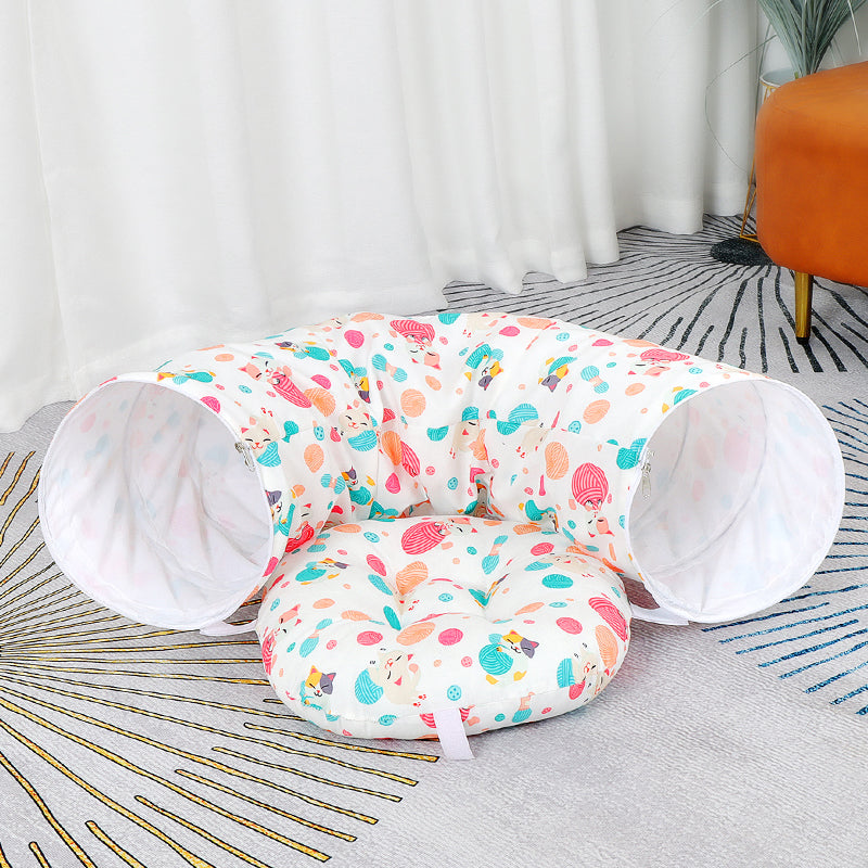 KFX-9071293 Universal Donut Cat Nest Tunnel for All Seasons - Various Colors and Styles Available
