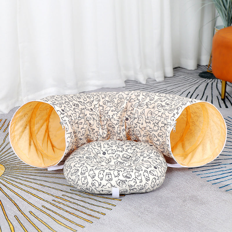 KFX-9071293 Universal Donut Cat Nest Tunnel for All Seasons - Various Colors and Styles Available