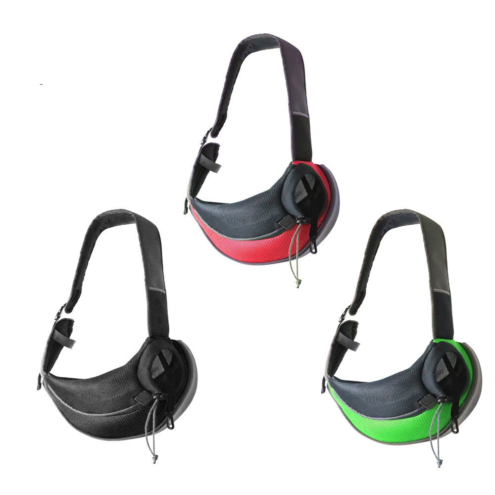 KFX-9073469 Breathable Mesh Pet Backpack for Cats and Dogs - Portable Travel Carrier in Red, Green, and Black