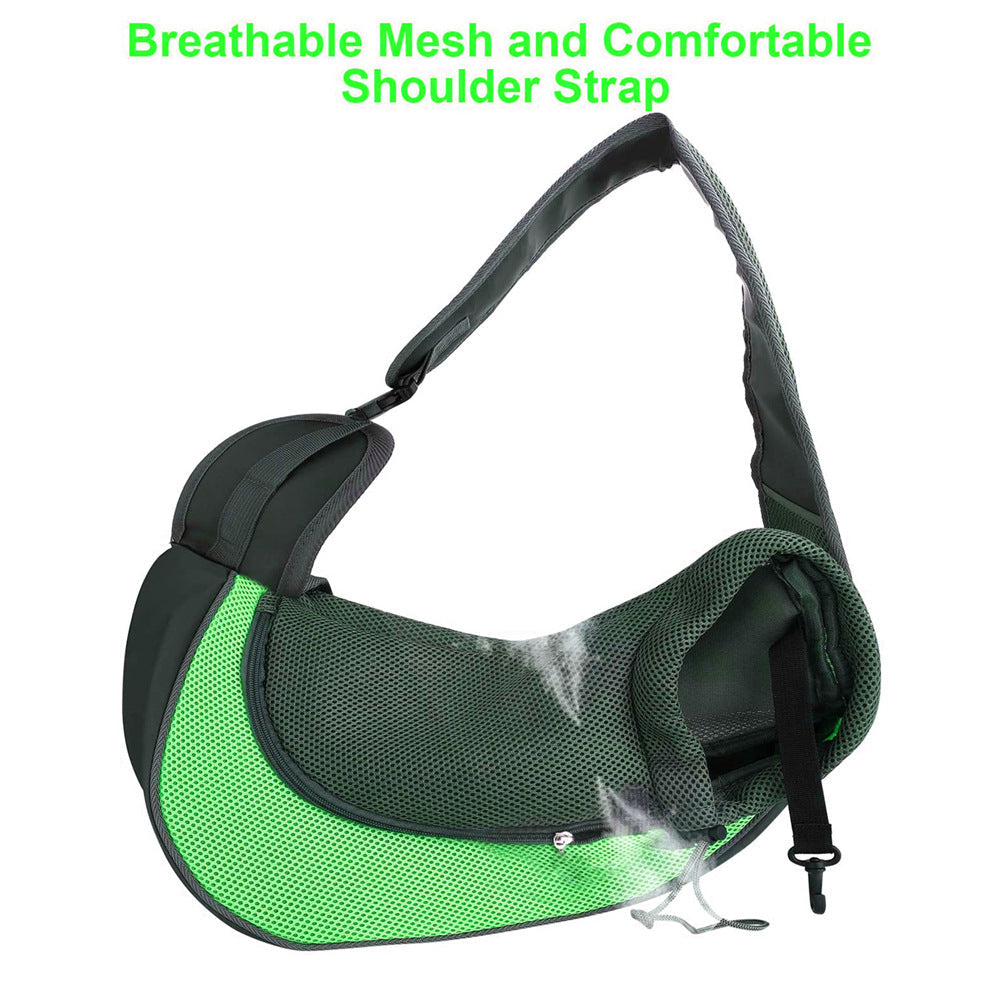 KFX-9073469 Breathable Mesh Pet Backpack for Cats and Dogs - Portable Travel Carrier in Red, Green, and Black