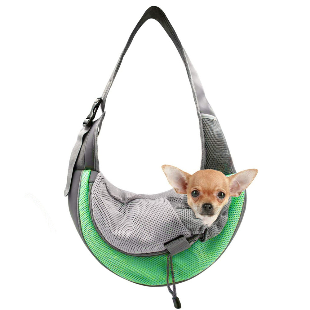 KFX-9073469 Breathable Mesh Pet Backpack for Cats and Dogs - Portable Travel Carrier in Red, Green, and Black