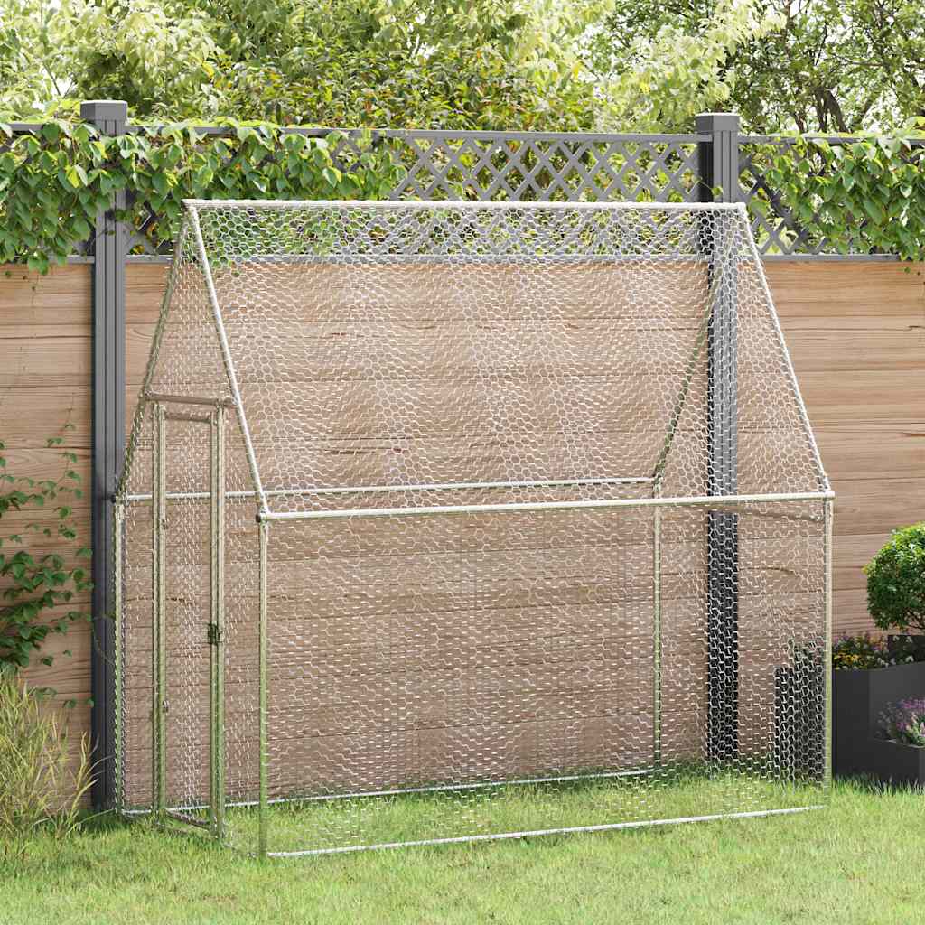 KFX-9073597 Spacious Silver Galvanized Steel Chicken Coop for Hens, Ducks, and Small Animals