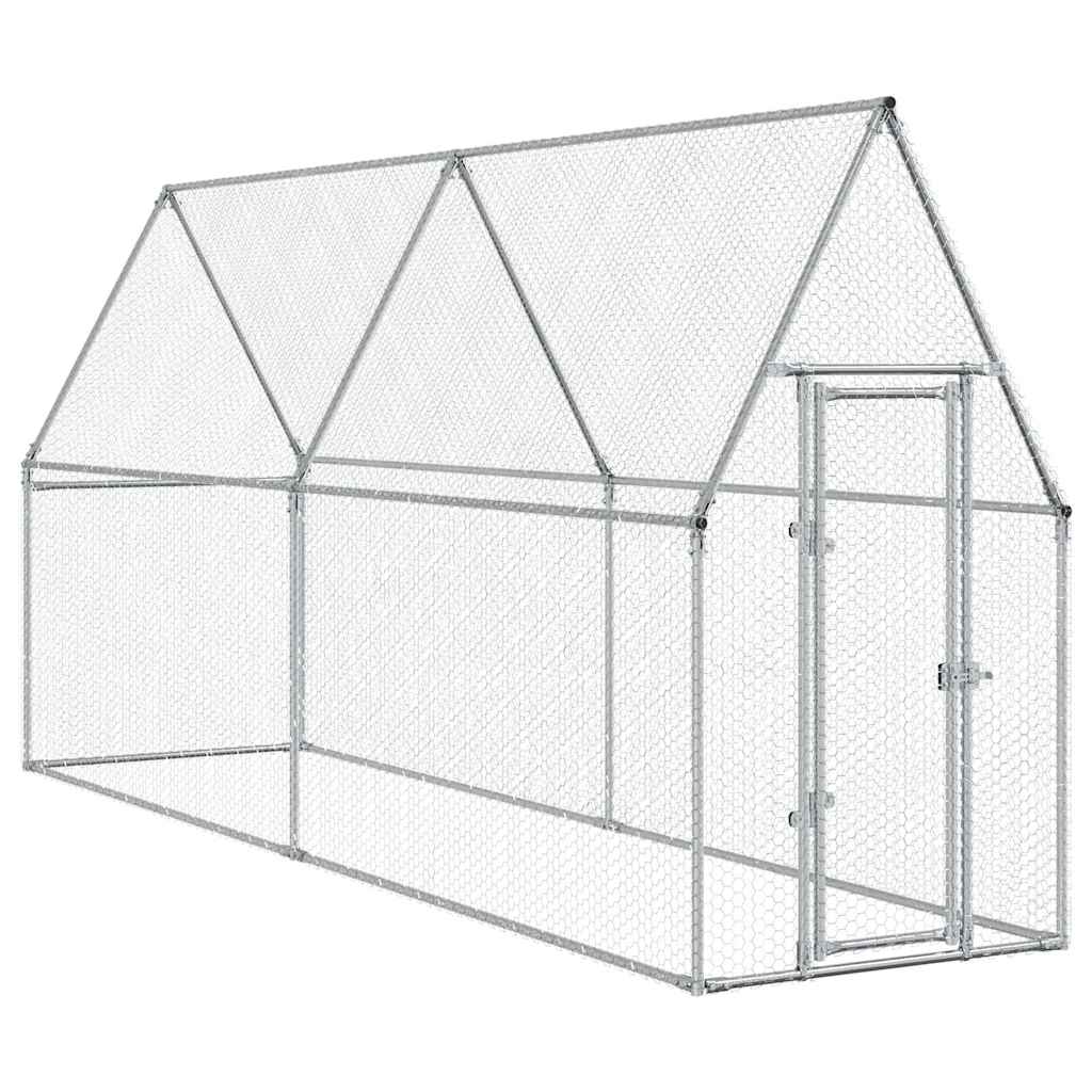 KFX-9073597 Spacious Silver Galvanized Steel Chicken Coop for Hens, Ducks, and Small Animals