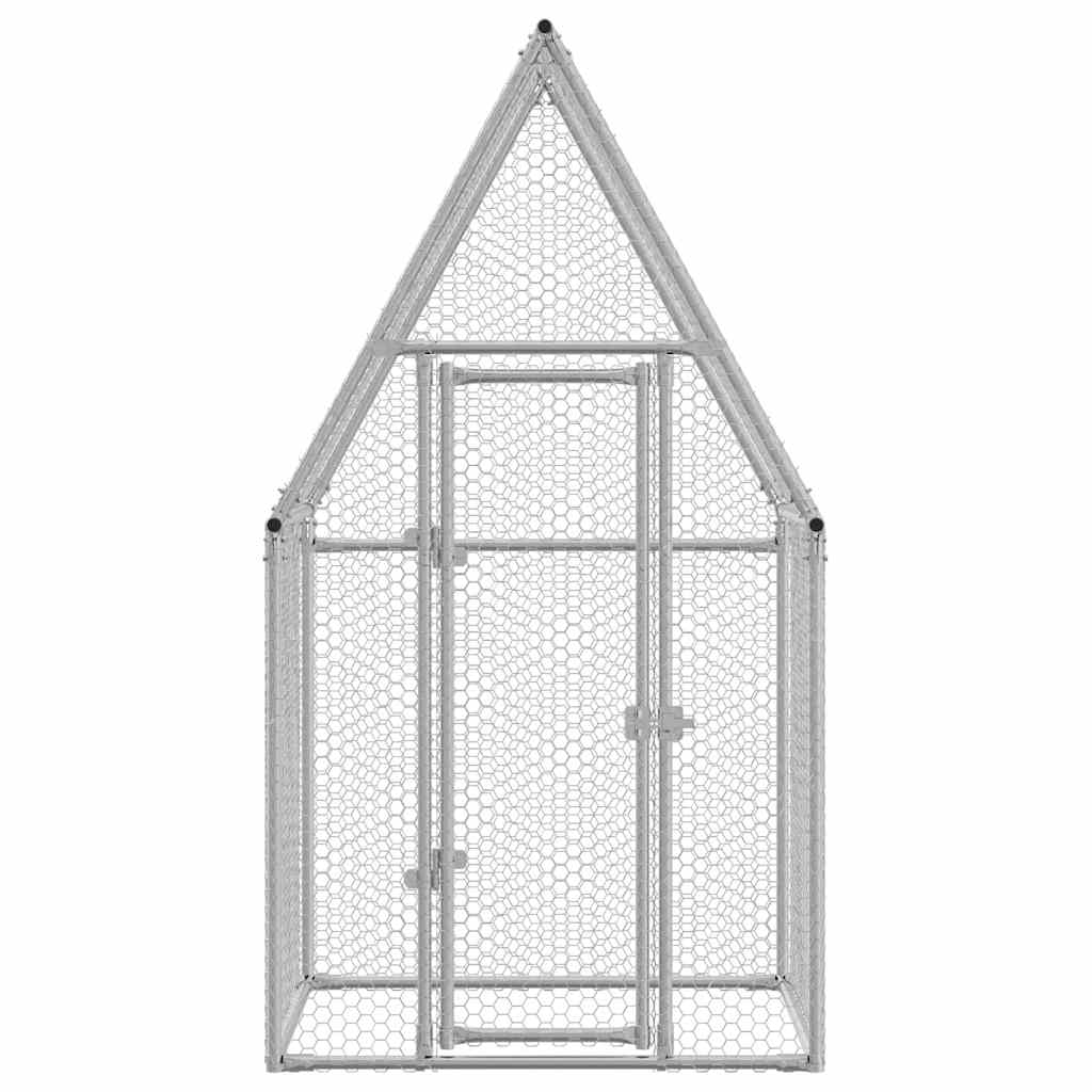 KFX-9073597 Spacious Silver Galvanized Steel Chicken Coop for Hens, Ducks, and Small Animals