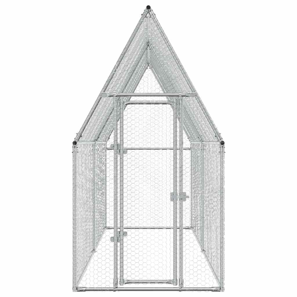 KFX-9073597 Spacious Silver Galvanized Steel Chicken Coop for Hens, Ducks, and Small Animals