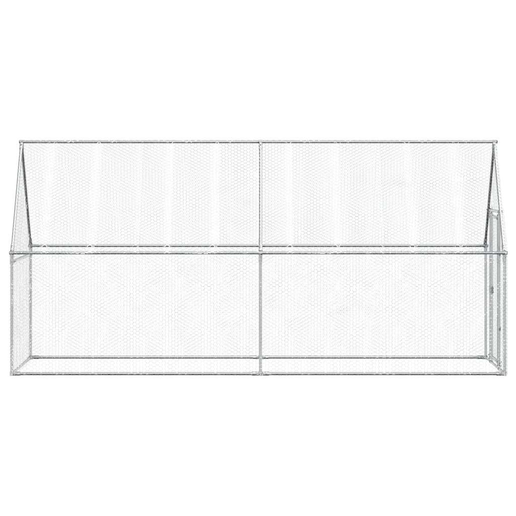 KFX-9073597 Spacious Silver Galvanized Steel Chicken Coop for Hens, Ducks, and Small Animals