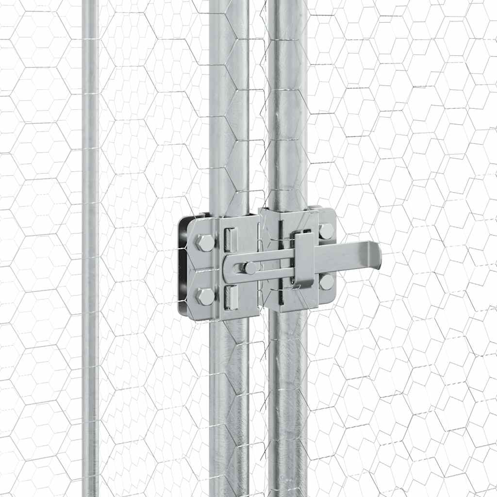 KFX-9073597 Spacious Silver Galvanized Steel Chicken Coop for Hens, Ducks, and Small Animals