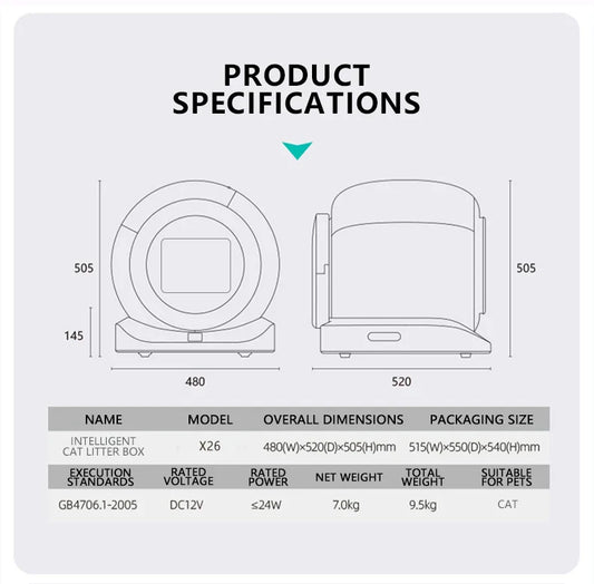 KFX-907539 Smart Self-Cleaning Cat Litter Box with Ion Purification and Large Capacity – 65L Design