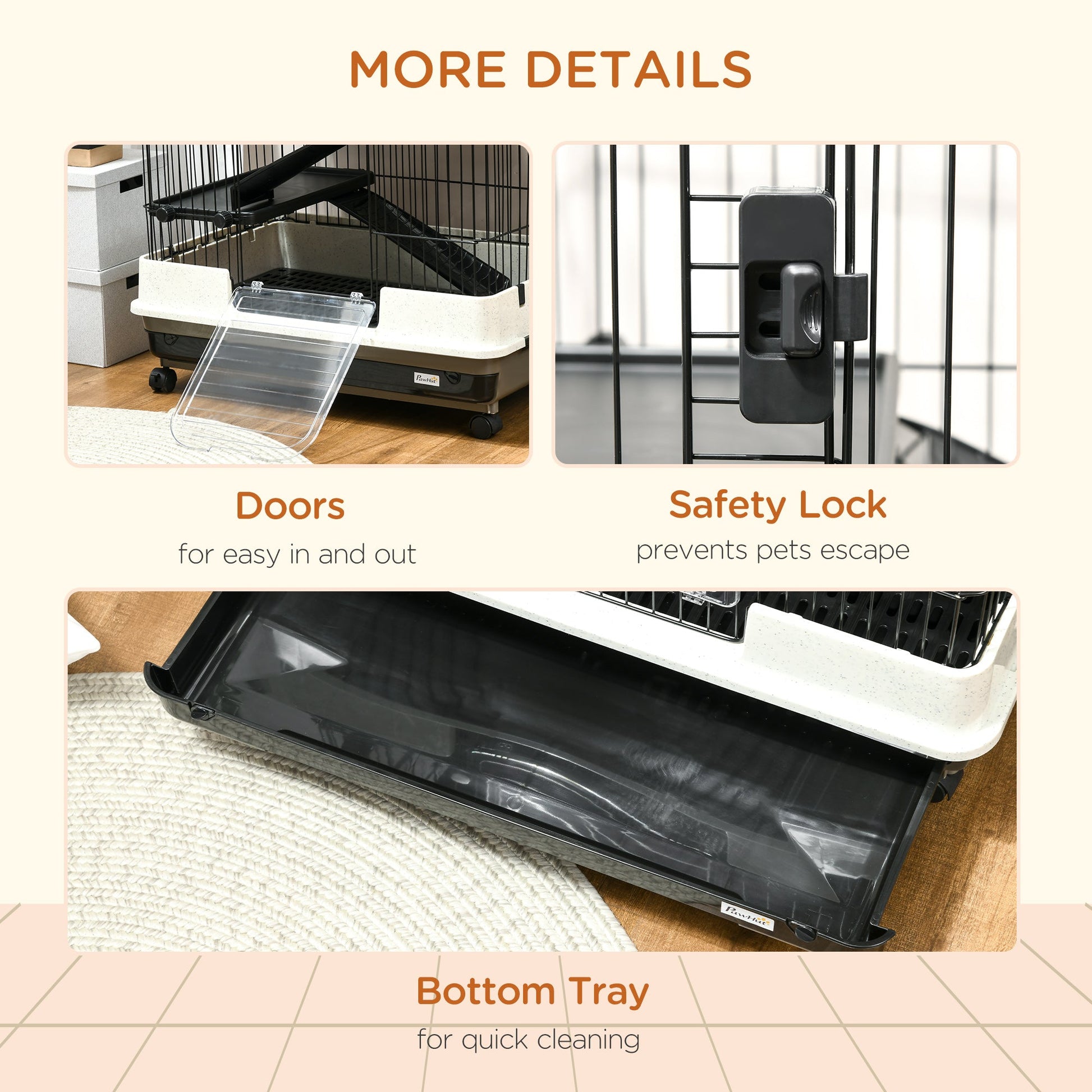KFX-9075645 6-Level Small Animal Cage with Wheels and Slide-out Tray for Rabbits, Chinchillas, and Ferrets - 32L, Black