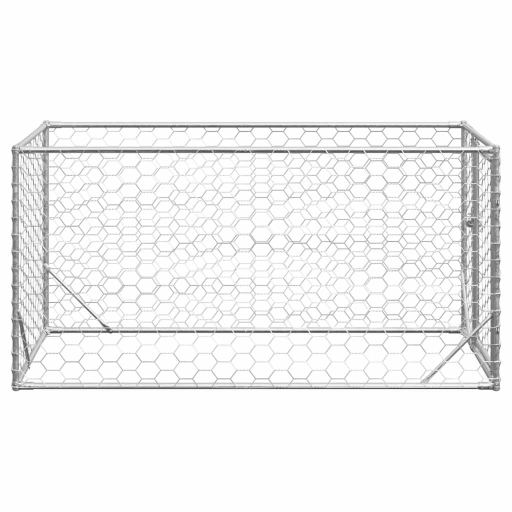 KFX-9076029 Galvanized Outdoor Dog Kennel with Door - 2x1x1 m, 7x11 cm Mesh Size