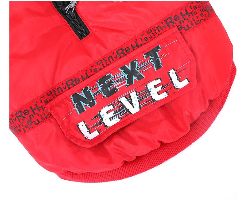 KFX-9076413 Cozy Padded Cotton Coat for Small Dogs – Casual Winter Wear in Black and Red