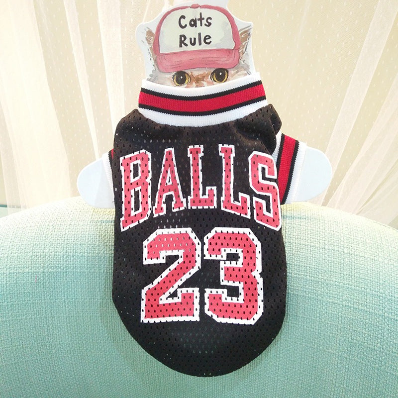 KFX-9077565 Fashionable Breathable Pet Sweatshirt Vest in Black and Red - Sizes S to XXL