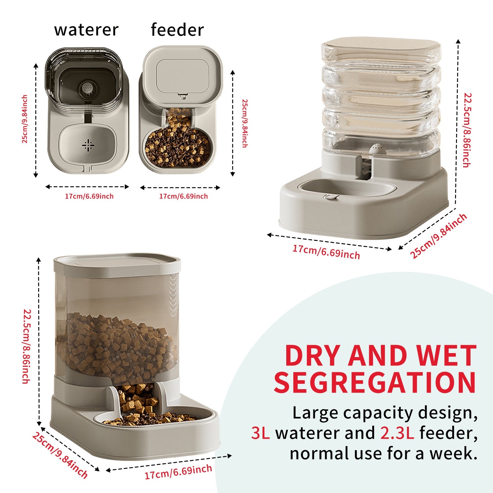 KFX-9077821 Large Capacity Automatic Pet Food and Water Dispenser for Outdoor Use
