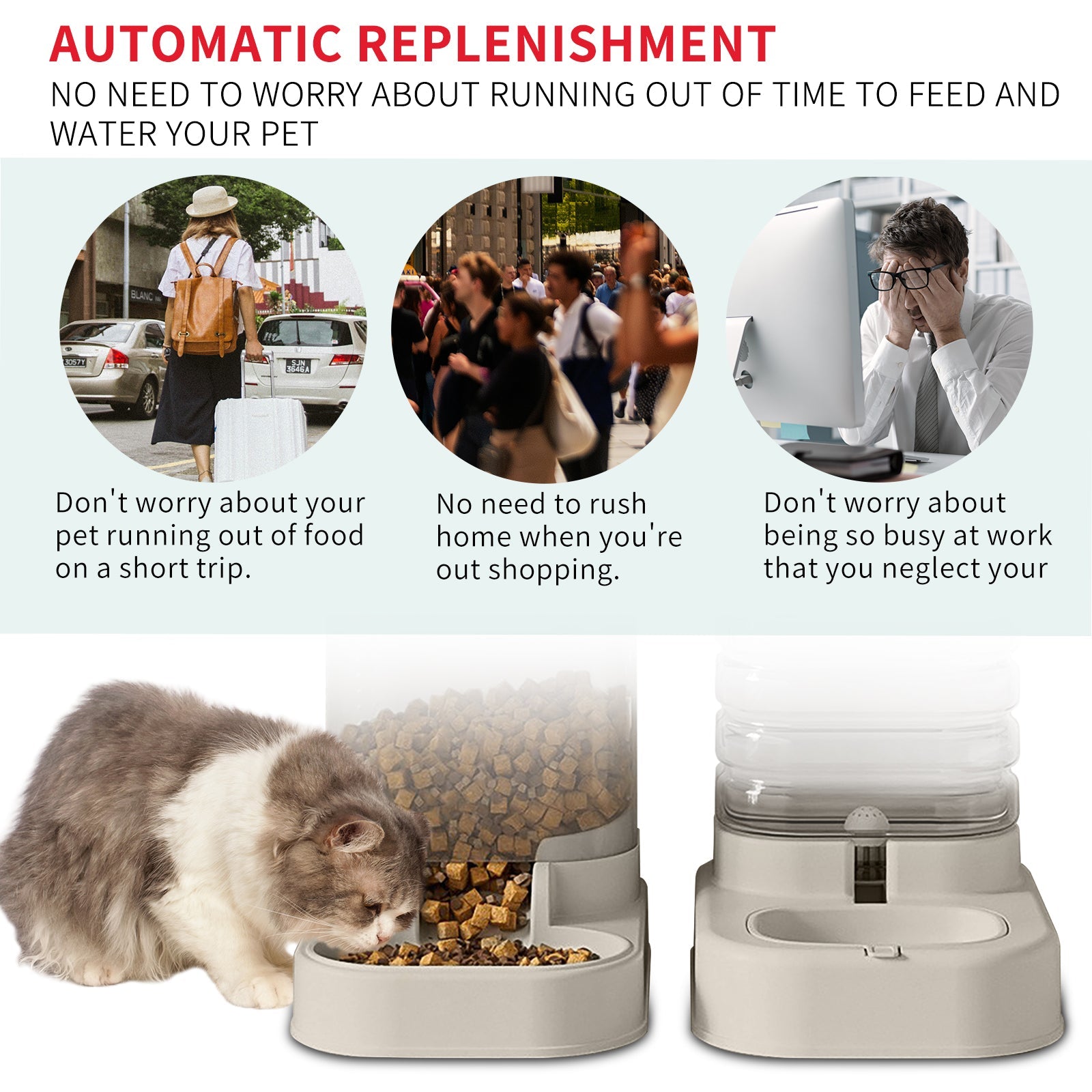 KFX-9077821 Large Capacity Automatic Pet Food and Water Dispenser for Outdoor Use