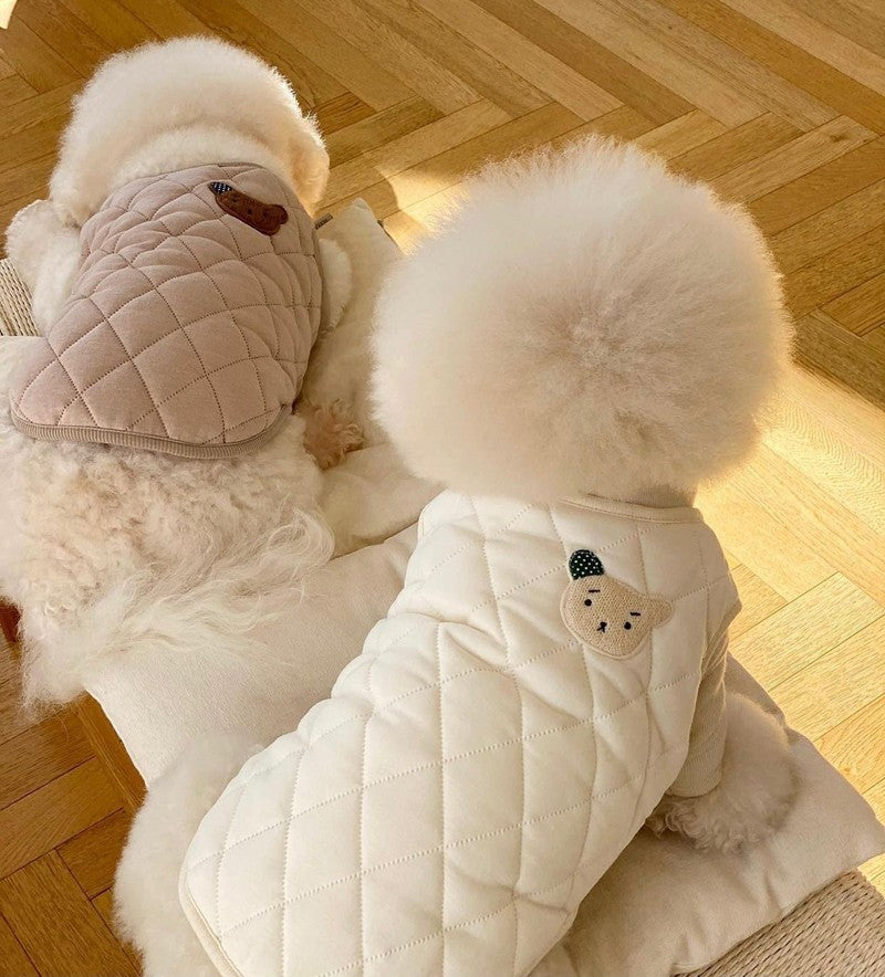 KFX-9082173 Stylish Padded Coat Vest for Dogs in Autumn and Winter, Available in Coffee and White, Multiple Sizes