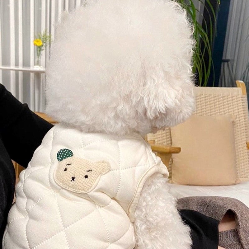 KFX-9082173 Stylish Padded Coat Vest for Dogs in Autumn and Winter, Available in Coffee and White, Multiple Sizes